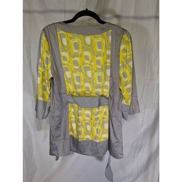Margaret Frances Gray and Yellow Belted Top/Tunic Women's Size 10 - Picture 2 of 4
